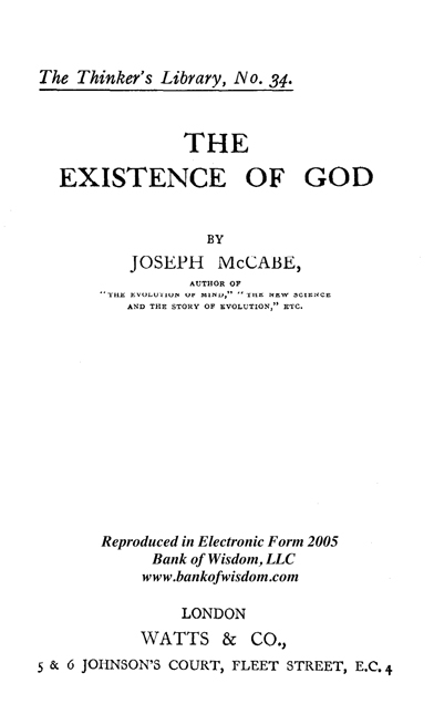 The Existence of God